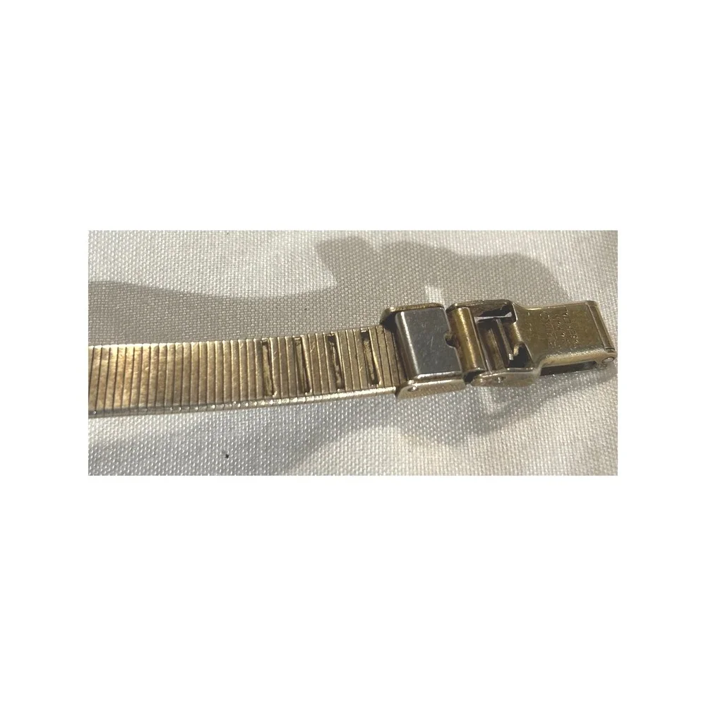 Vintage SEIKO Gold Tone Tank‎ Watch Women Copper Dial Mesh Band Art Deco Petite